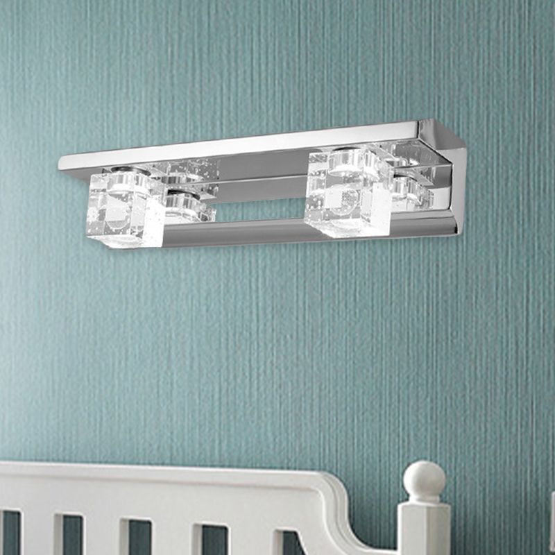 Finis finale linéaire Vanité Sconce Cube de cristal moderne 2/3 têtes de bain LED Mur monture murale en lumière chaude / blanche