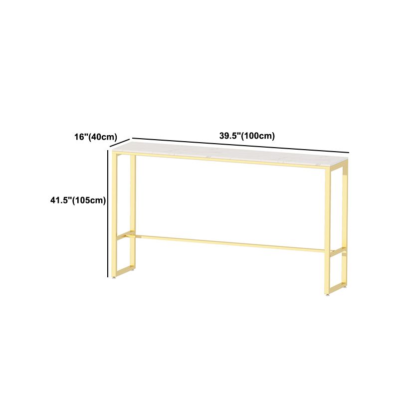 Glam 1/4 Pieces Bar Table Set Rectangle Stone Counter Table with High Stools for Kitchen