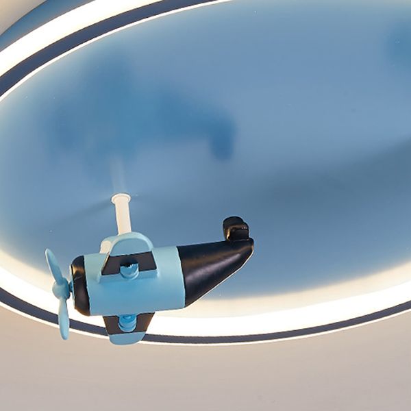 Children Room Flush-mount Lamp Creative Cartoon LED Ceiling Lamp in Blue