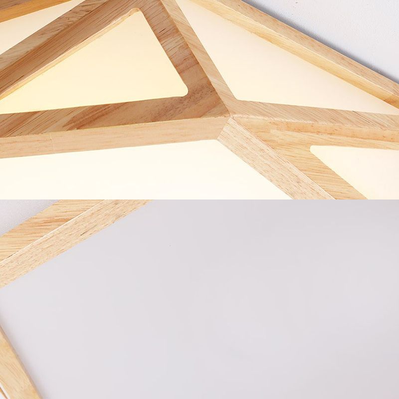 16"/19.5"/23.5" Wide Geometric Flush Mount Nordic Wood Beige LED Flush Mount Lamp for Living Room