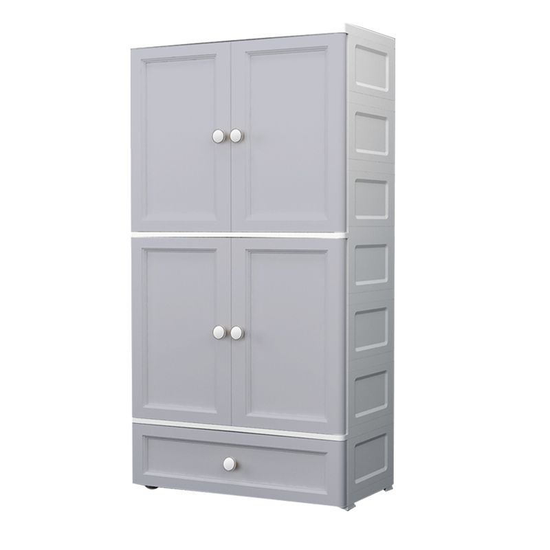 Plastic Matte Finish Storage Cabinet for Bedroom Contemporary Cabinet with Hinged Door