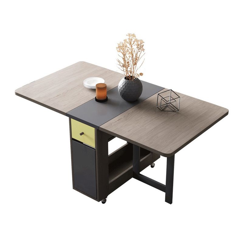Rectangle Wooden Dining Table Mid-Century Drop Leaf Dining Table