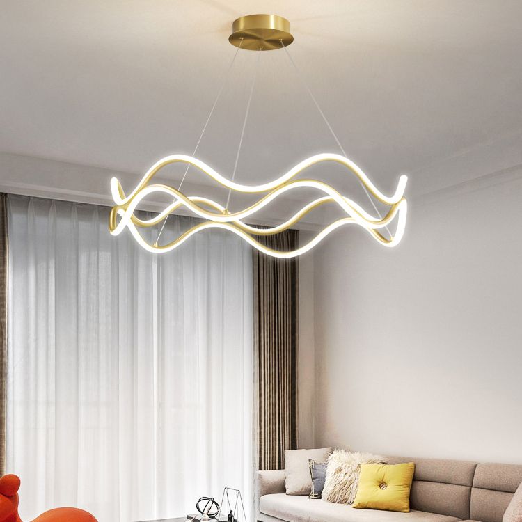 Lustres de lustre simple en or lustre suspendu linéaire pour salon