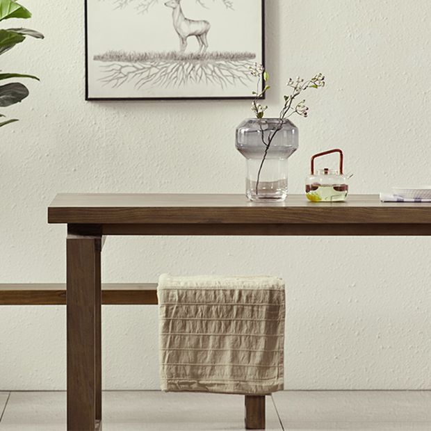 Vaste houten bruine tint tafel eenvoud Sled Base Tafel voor eetkamer