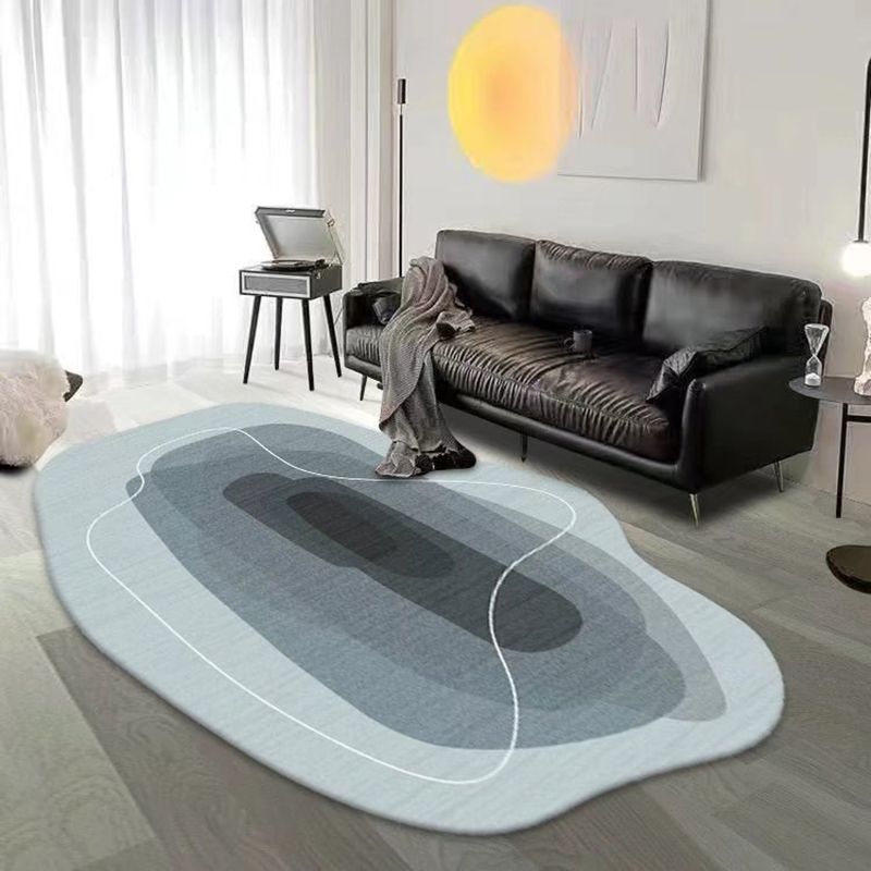 White Color Piece Rug Polyester Casual Rug Non-Slip Backing Rug for Living Room