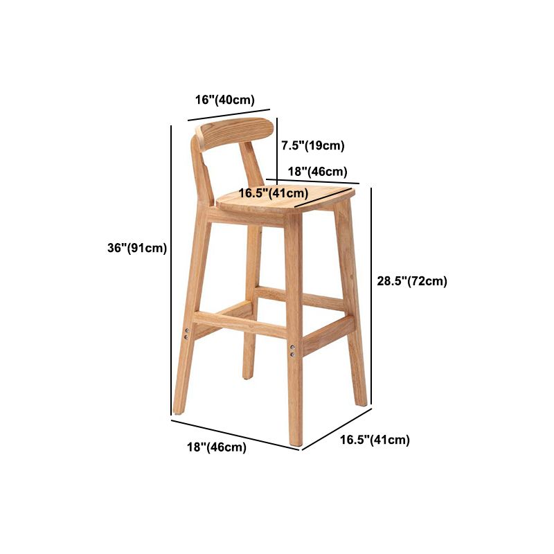 Solid Wood Armless Bar Chair Modern Low Back Bar Stool with Wooden Legs