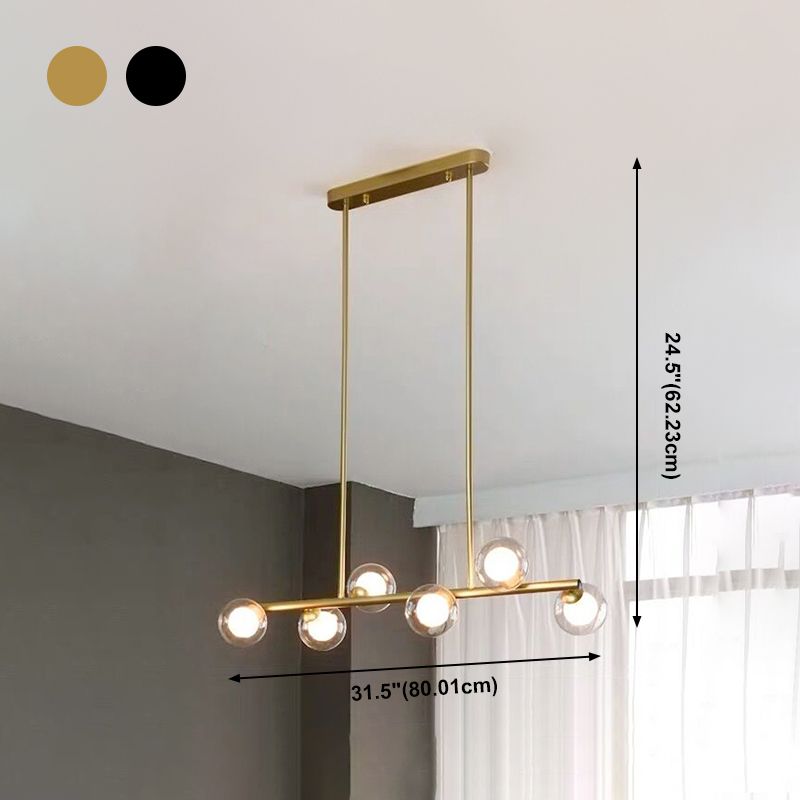 Modern Kitchen Island Lighting Round Hanging Island Lights with Clear Glass Shade