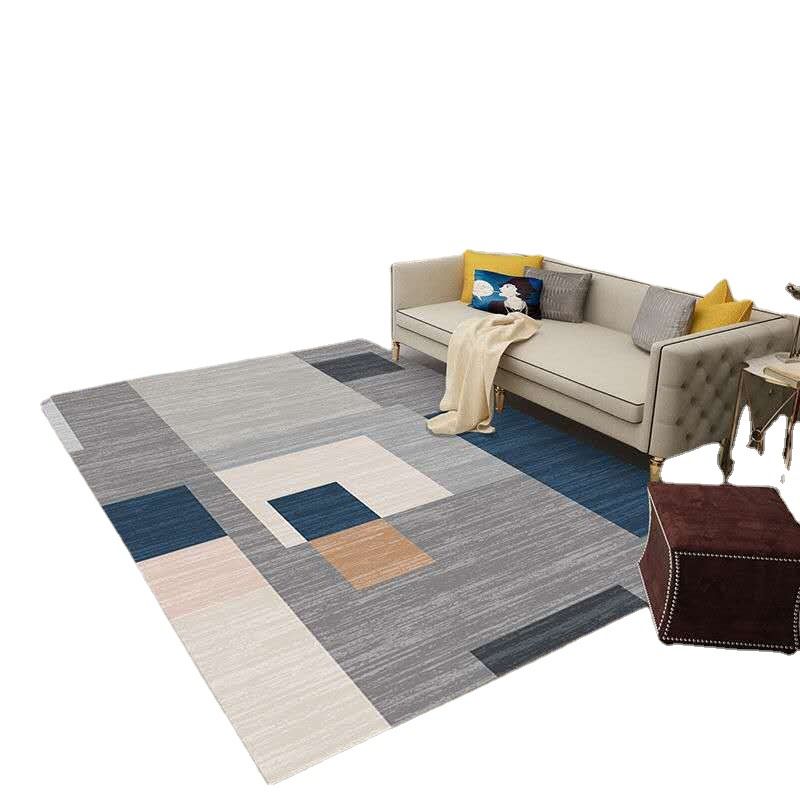 Geometric Indoor Rug Patchwork Casual Area Rug Polyester Anti-Slip Carpet for Living Room