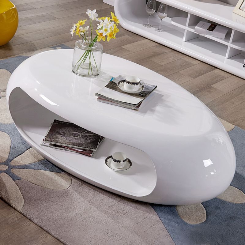 Contemporary Oval Cocktail Table 1 Single Stain-Resistant Coffee Table