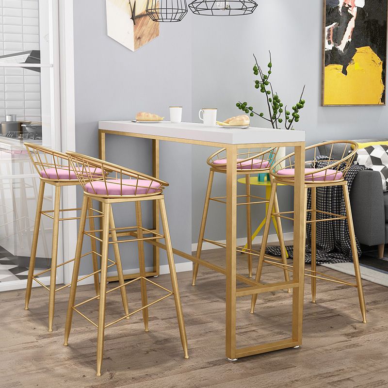 Glam Bar-height Table Solid Wood Top Pub Table with Gold Metal Base