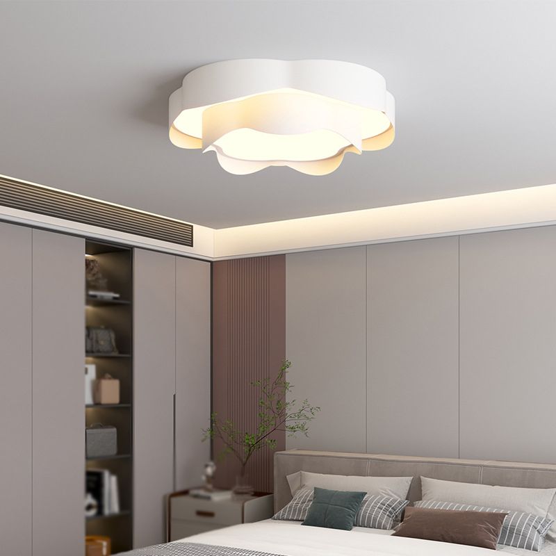 Modernism Flush Mount 2-Tier Ceiling Mounted Fixture in White for Bedroom