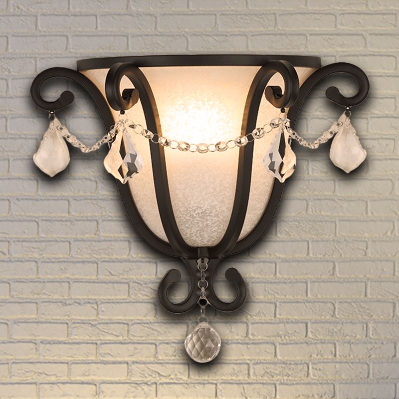 1 cabeza de metal urna de montaje de pared lámpara de luz vintage en bronce negro/desgastado para escaleras