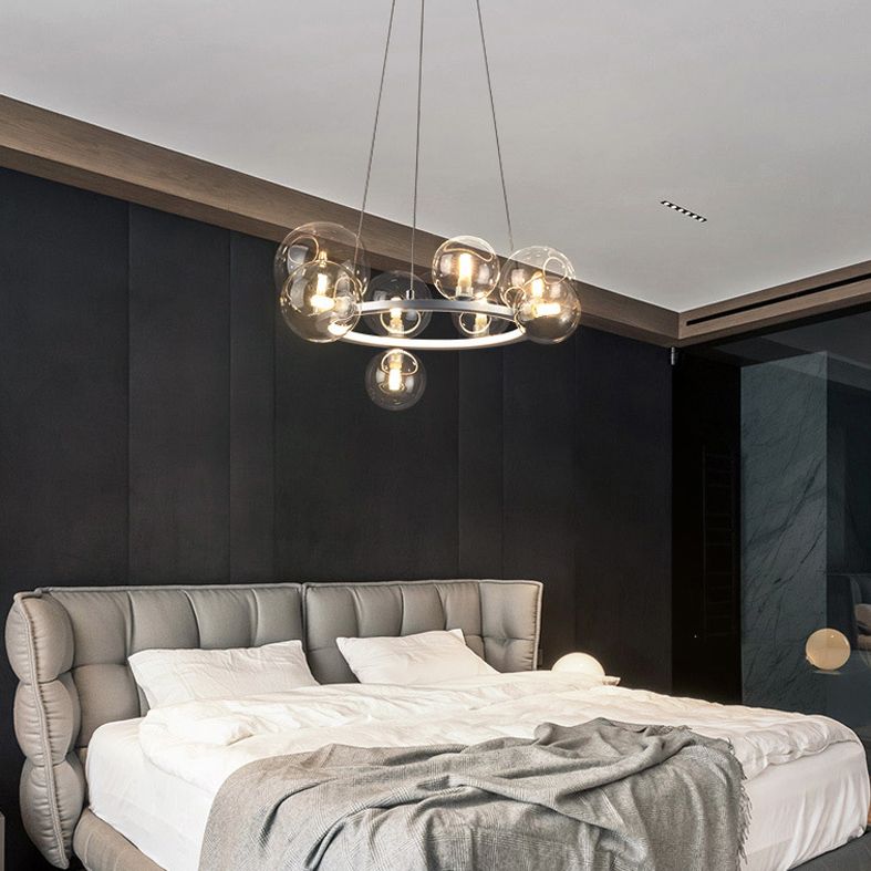 Globe Chandelier Light Fixture Modern Clear Glass Pendant Lighting for Restaurant