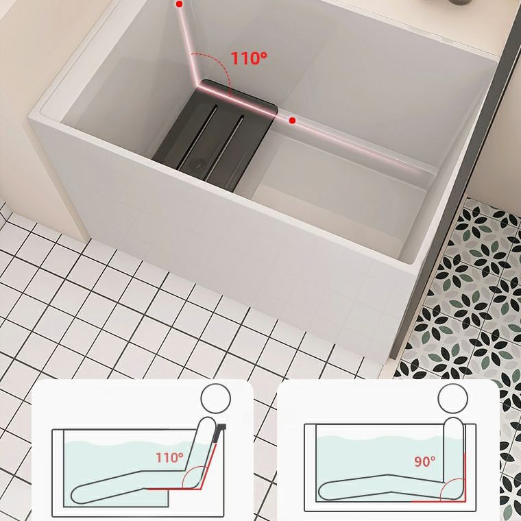 Back to Wall Freestanding Bathtub Modern Rectangular Acrylic Bathtub
