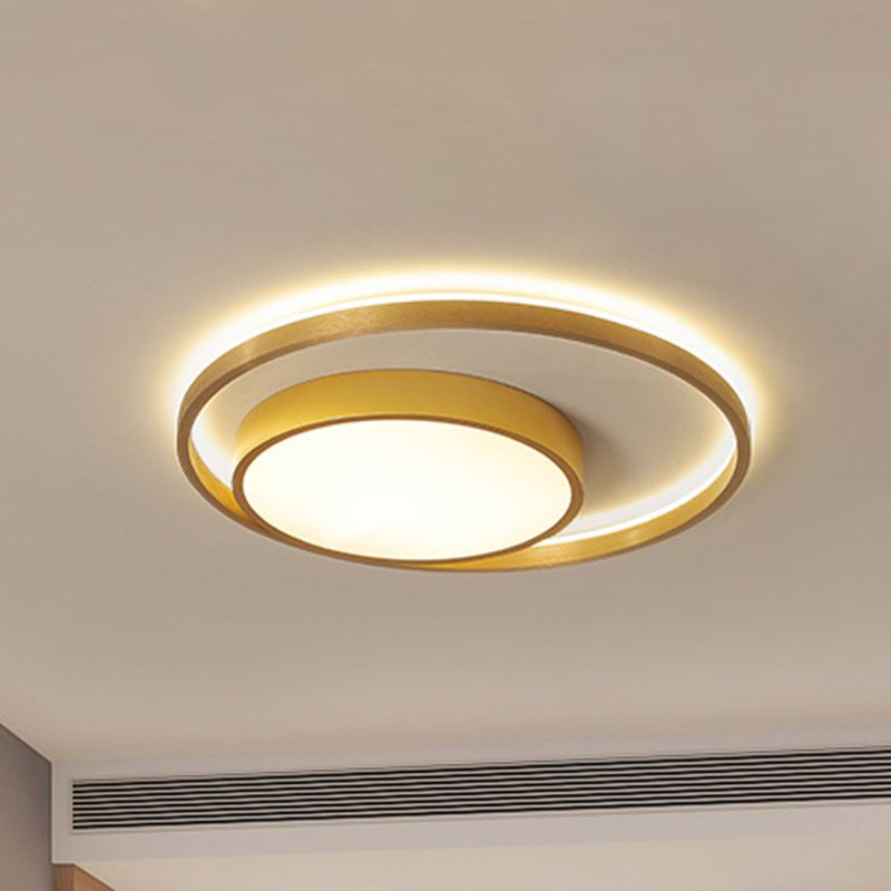 Plafonnier circulaire en métal doré postmoderne, plafonnier LED de 16/23,5 pouces de large, lumière chaude/blanche