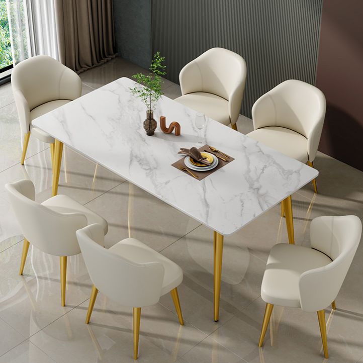 Glam Sintered Stone Küche Esstisch Weißer Küche Esstisch mit 4 Beinen Basis