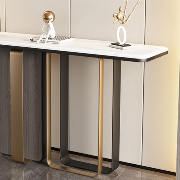 Glam White Accent Table Scratch Resistant Sofa Console Table for Hall