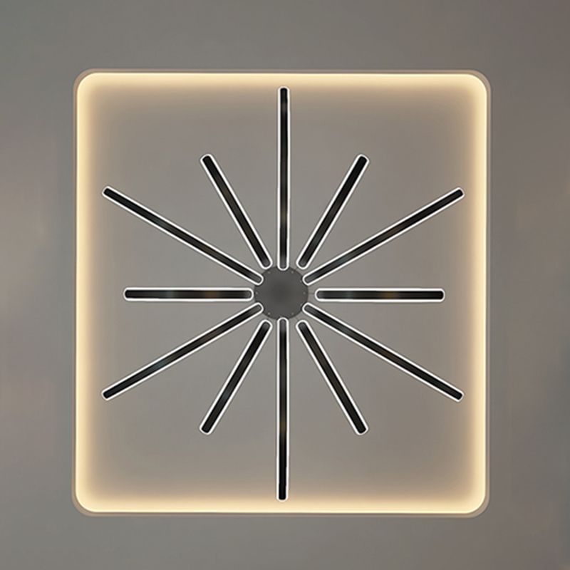 Curved LED Chandelier Minimalist Metal Living Room Villa Hanging Light in Black