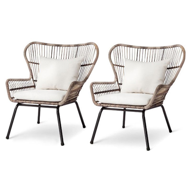 Round Glass Top Dining Table Set 1/2/3 Pcs Modern Outdoor Dining Set