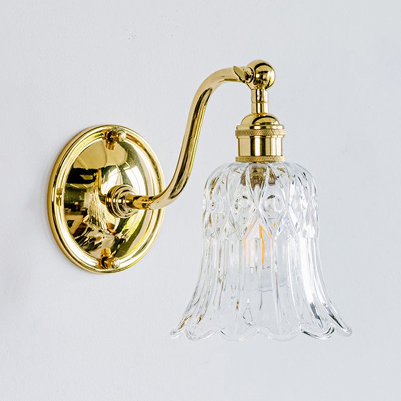 Modern Metal Flush Mount Wall Lamp 1-Light Sconce Lights with Glass Shade