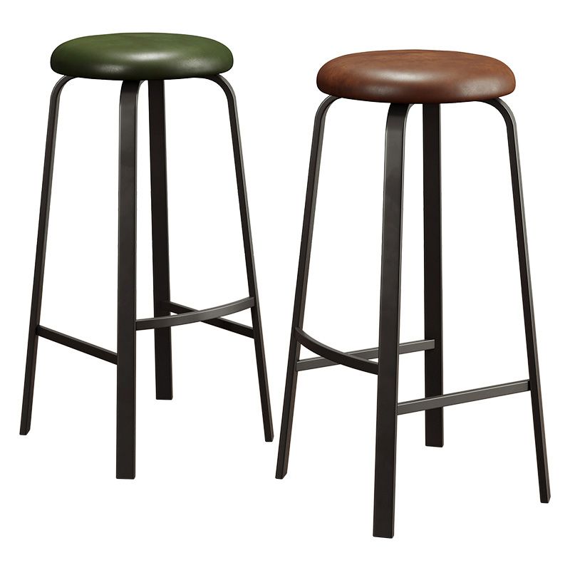 Modern Armless Stackable Counter Stool Iron Cafe Bar Stool with Cushion and Pedal