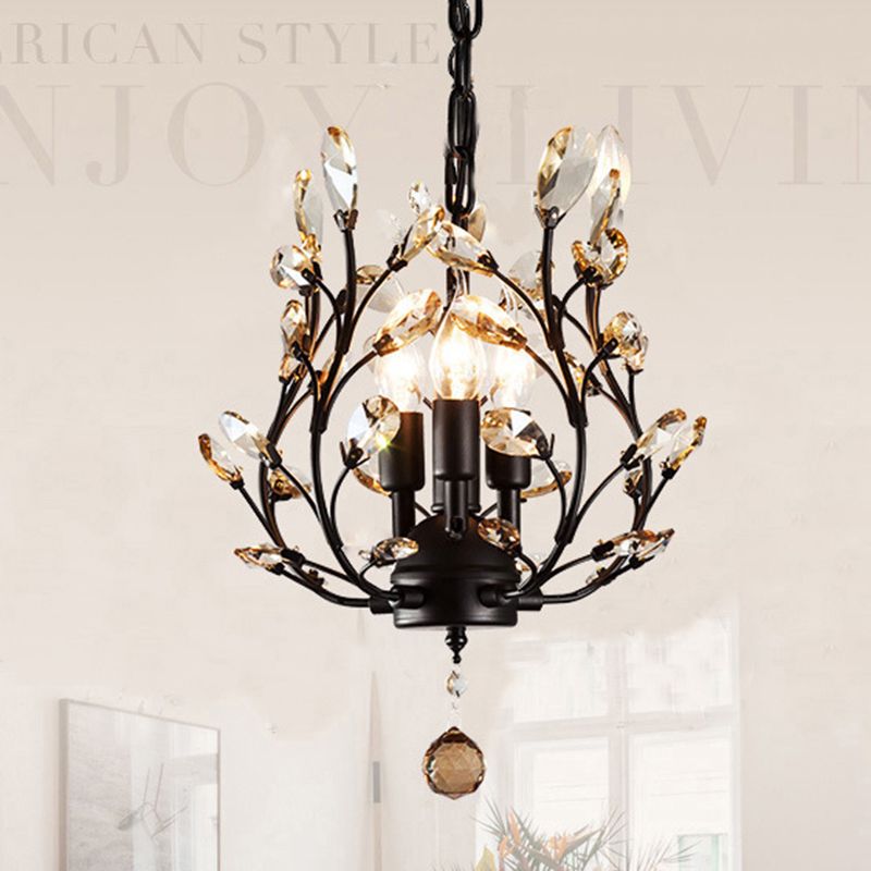 Branches Dinning Room Chandelier Lightture Rustic Crystal Black suspendu