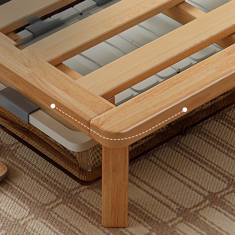 Natural Solid Wood Panel Bed Contemporary Rubberwood Standard Bed