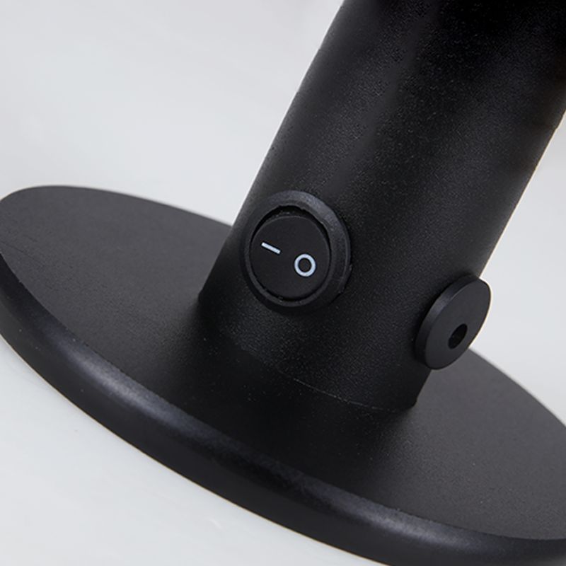 1 Light Oval Nightstand Lamp Contemporary Metal Nightstand Lamps for Club in Black