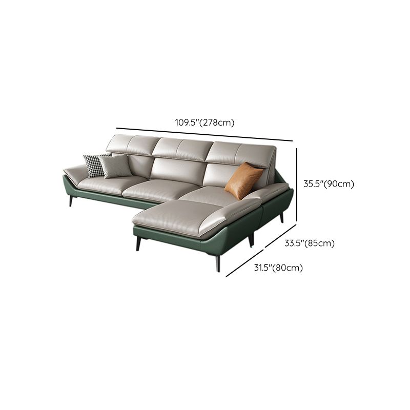 Foam Solid Color Flared Arm Waterproof Genuine Leather Sofa for Home