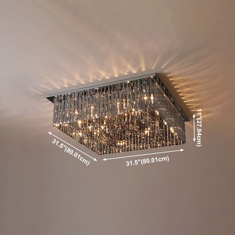 Plafonnier en cristal simple et moderne, en acier inoxydable, forme géométrique, montage encastré