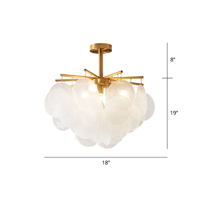 Seedy Glass Disc Ceiling Chandelier Modern Style Gold Finish Pendant Light for Dining Room