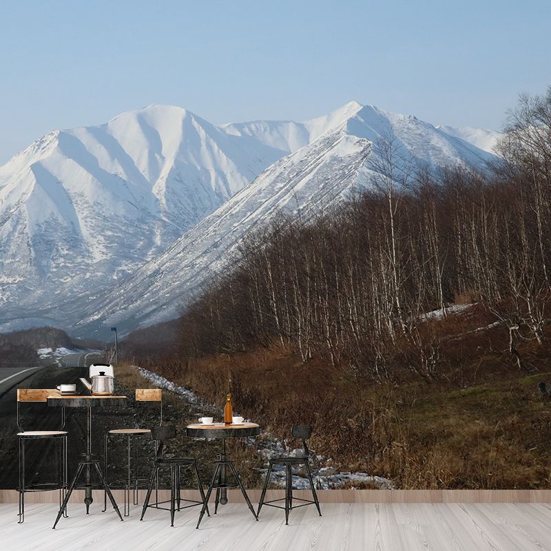 Snow Mountain Scenery Mural Wallpaper for Home Decoration, Moisture Resistant