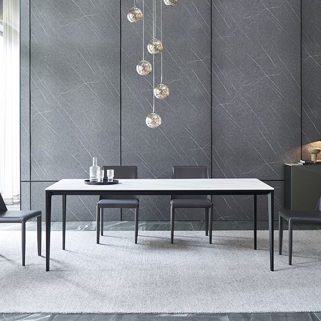 Table à manger à manger blanche en pierre fritrée simple