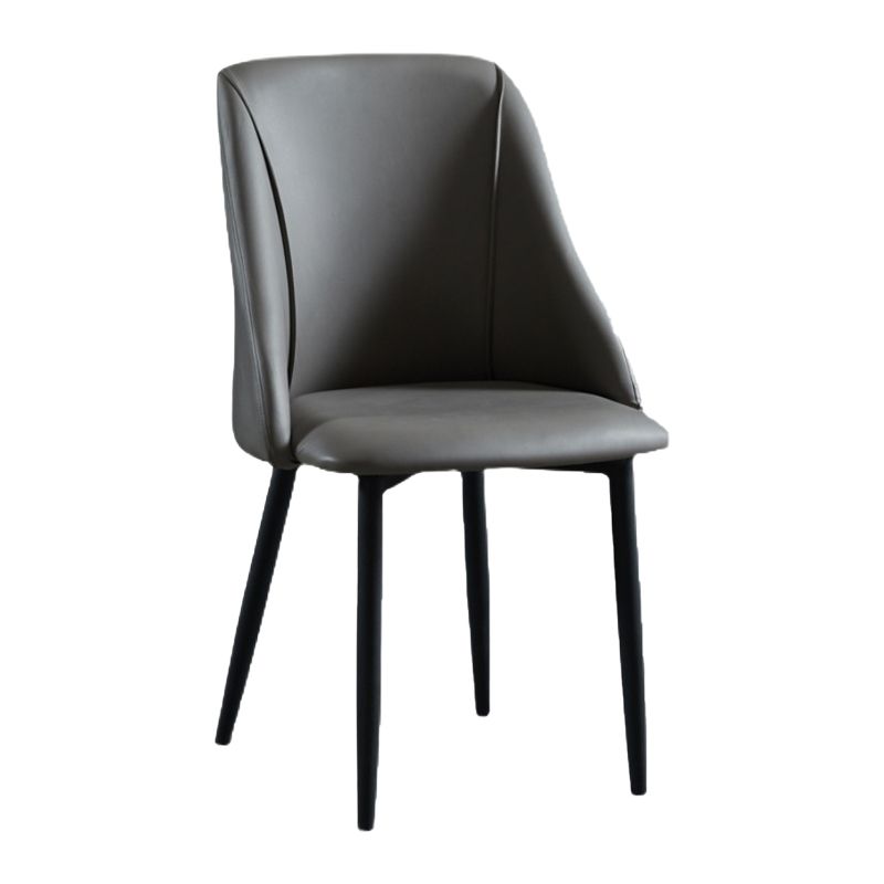Leather Upholstered Armless Dining Chairs Home Side Chairs with Metal Legs