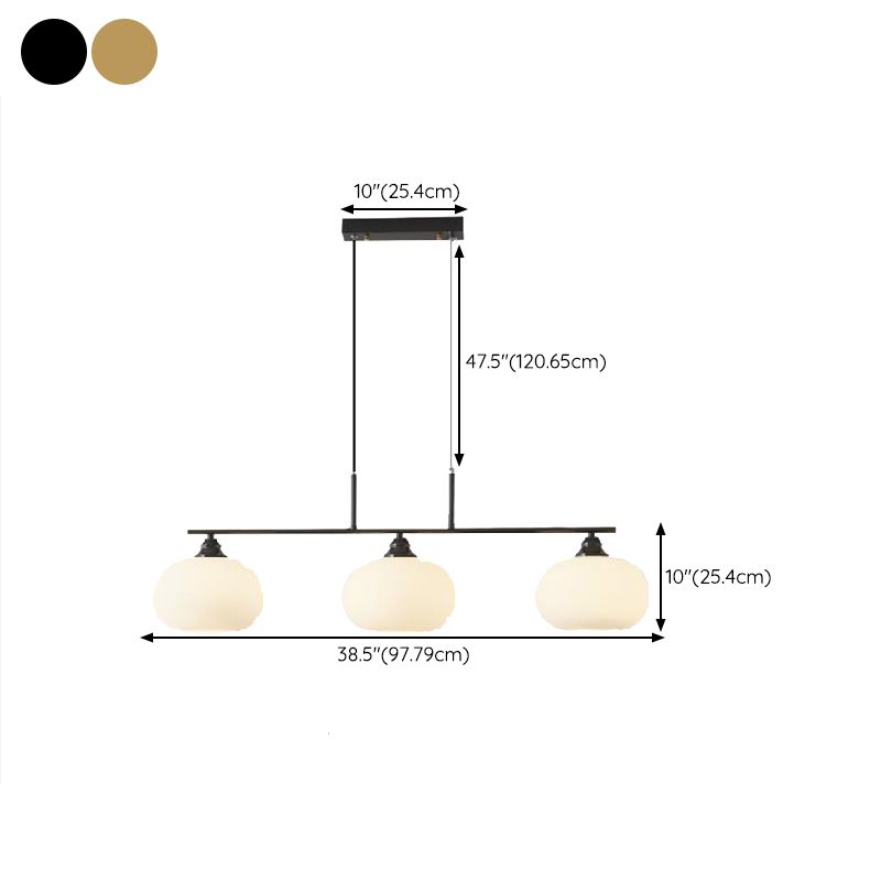 3/4-Light Contemporary Kitchen Island Lighting Shaded Ceiling Light in Golden/Black