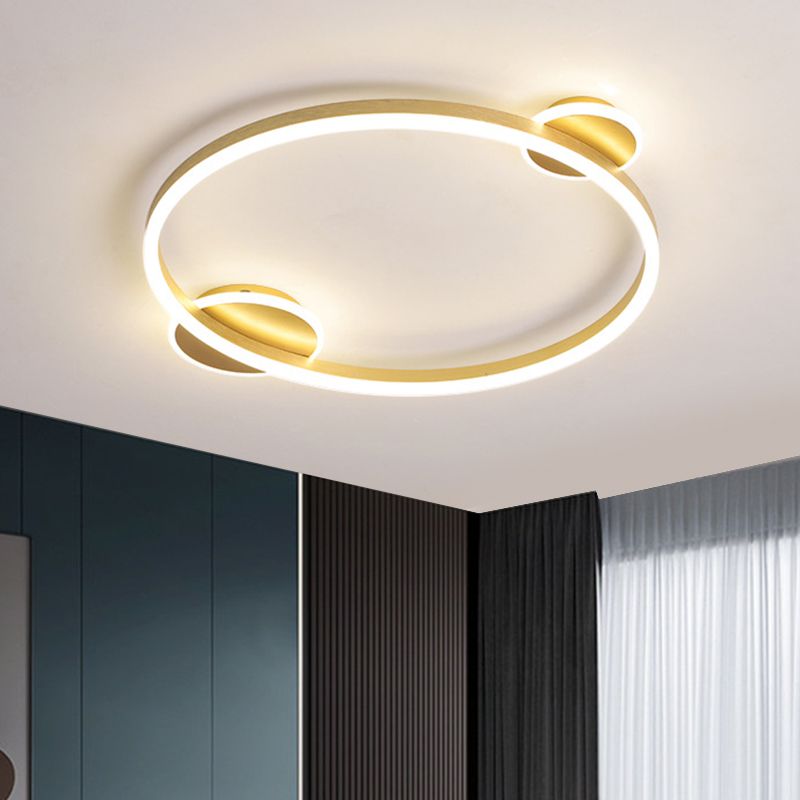 Gold Halo Ring Flush Mount Lighting Modernism LED Metallic Flushmount Ceiling Lamp in White/Warm Light, 16"/19.5" Dia