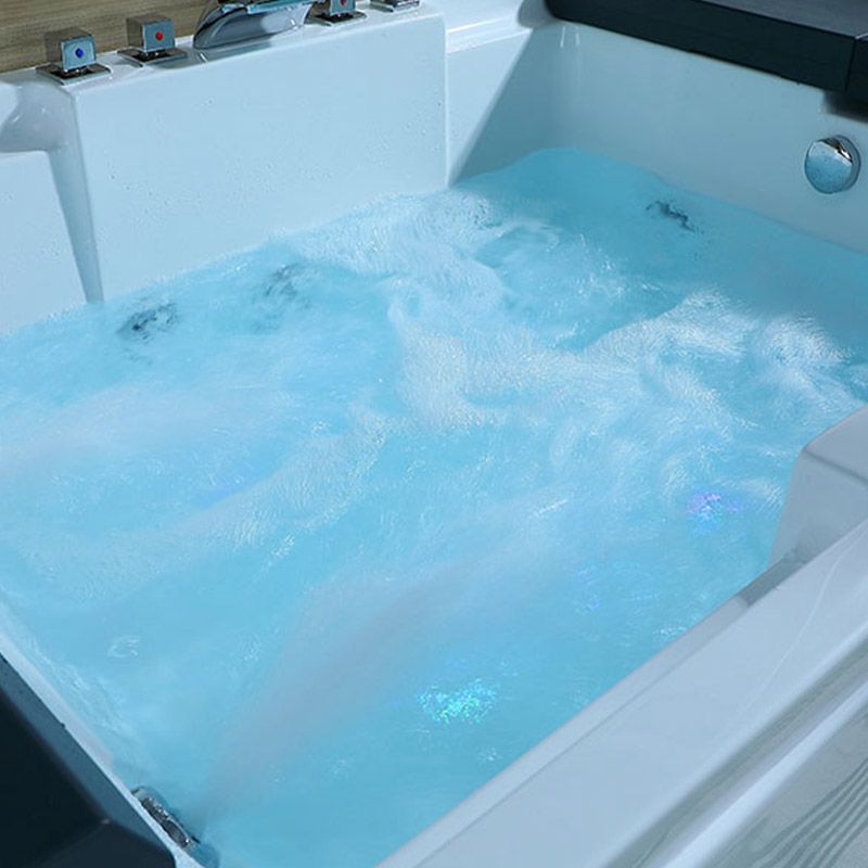 White Acrylic Rectangular Bathtub Contemporary Drop-in Tub with Internal Drain