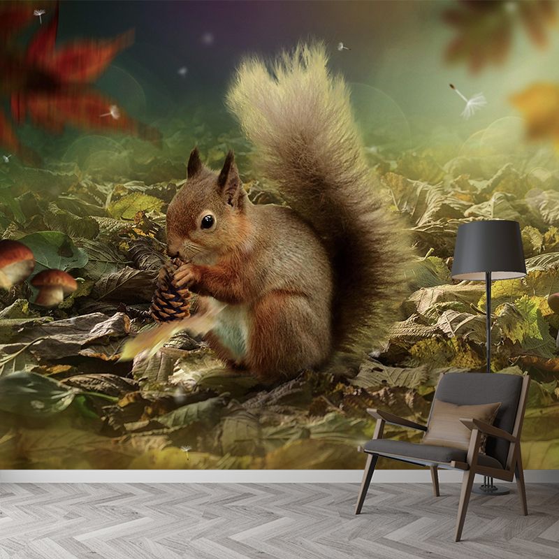 Photography Squirrel Mural Wall Decor Mildew Resistant Living Room Wall Mural Wall Art