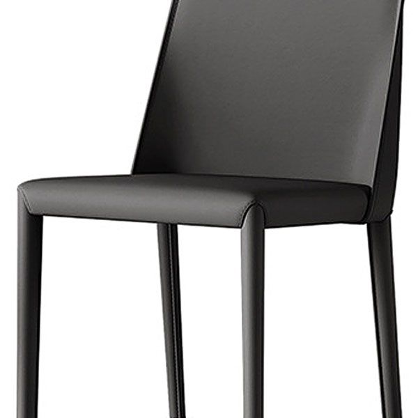 Chaises latérales de salle à manger industrielle en cuir en métal chaise arrière solide (ensemble de 2)