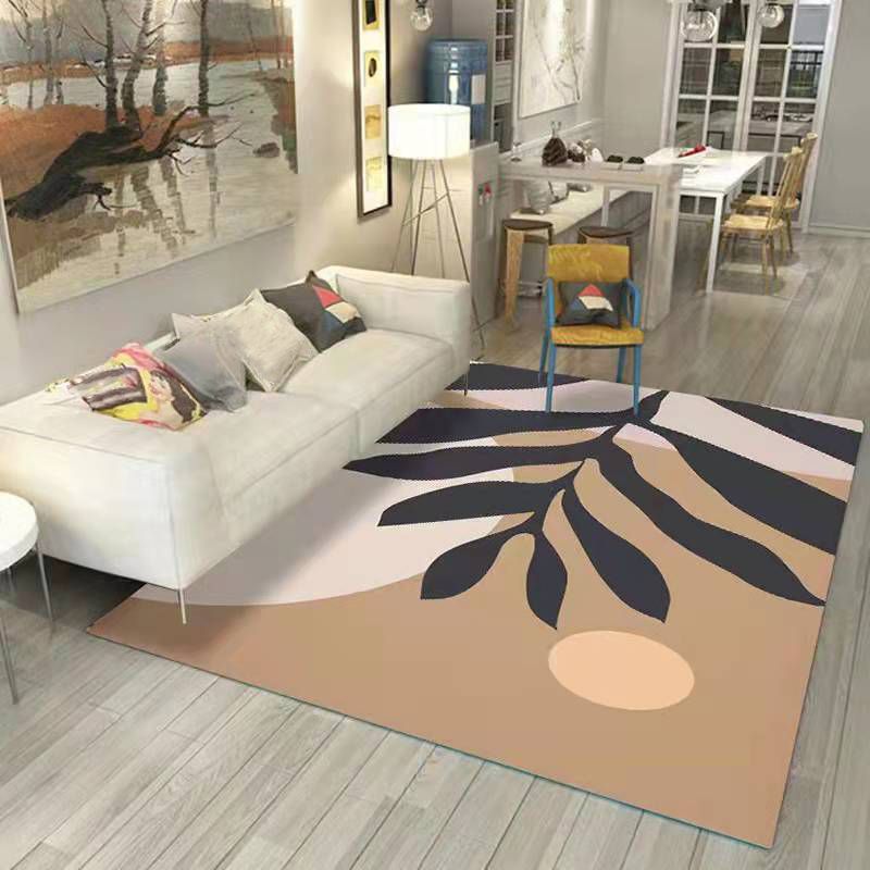 White Modern Rug Polyester Plant Rug Washable Rug for Living Room