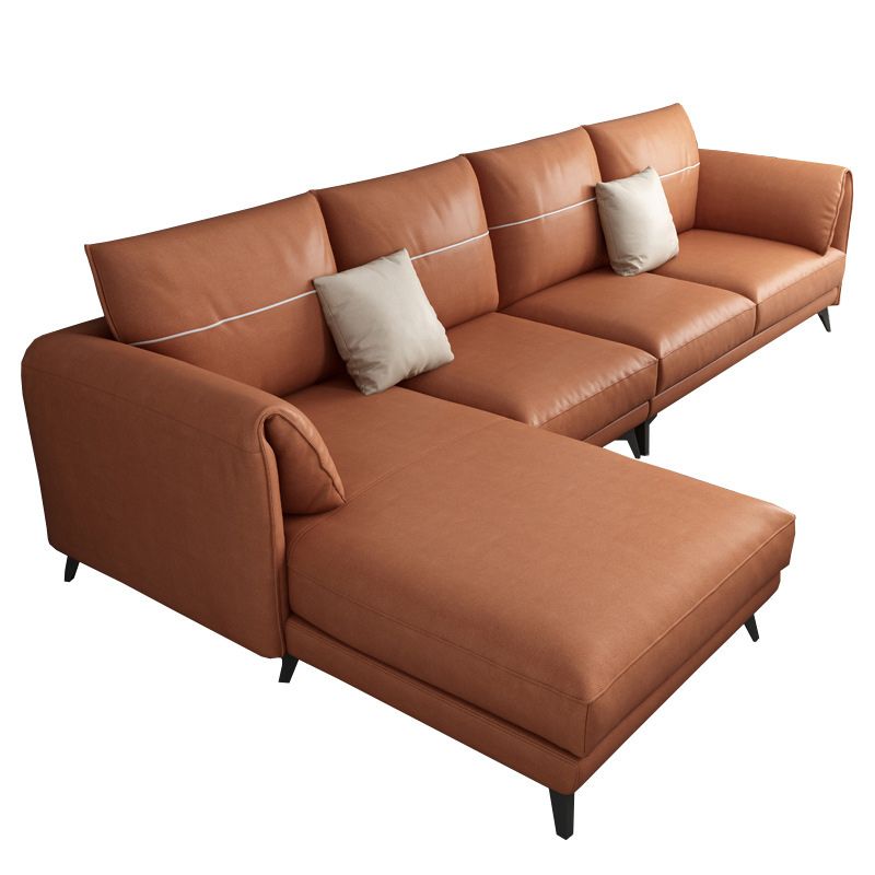 Contemporary Pillow Top Arms Sectional with Pillow Back 4-Seater
