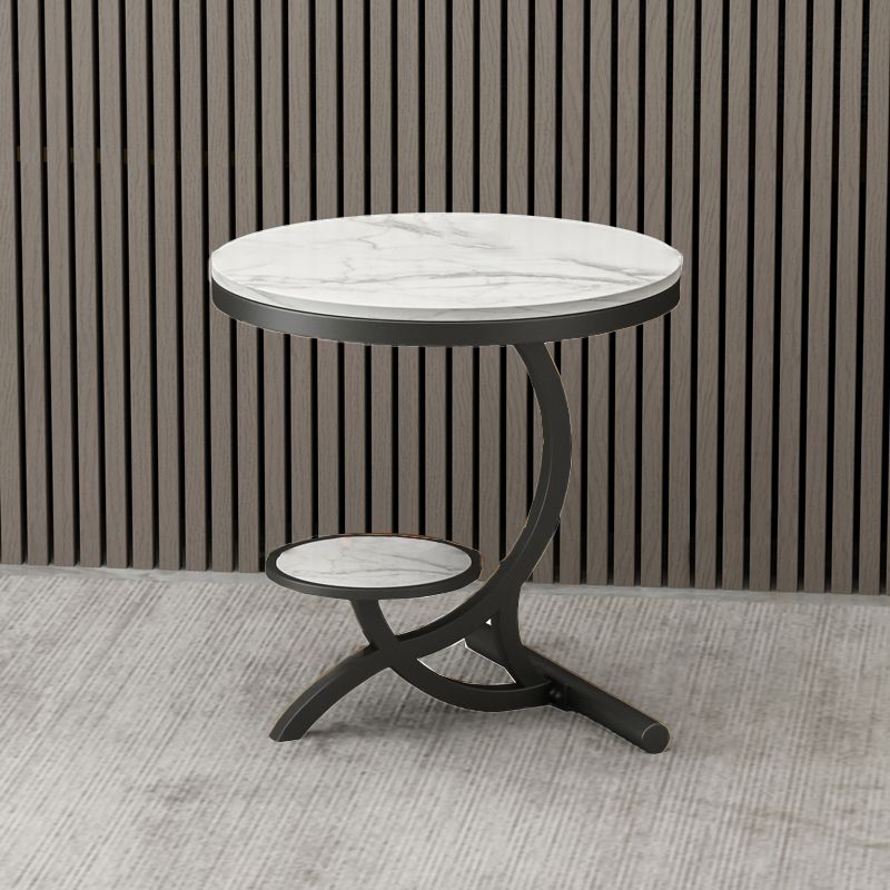 Modern Double Tier Minimalist End Table Abstract Round Corner Table