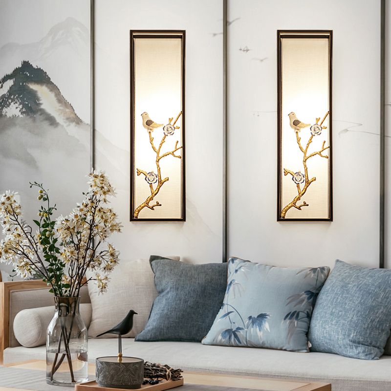 Rectángulo de iluminación de pared negra de metal 1 Luz de luz tradicional de luz luminosa para la cama