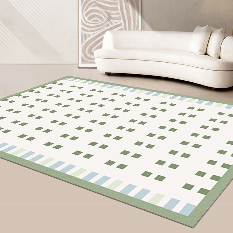 Green Casual Rug Polyester Color Piece Rug Stain Resistant Rug for Living Room