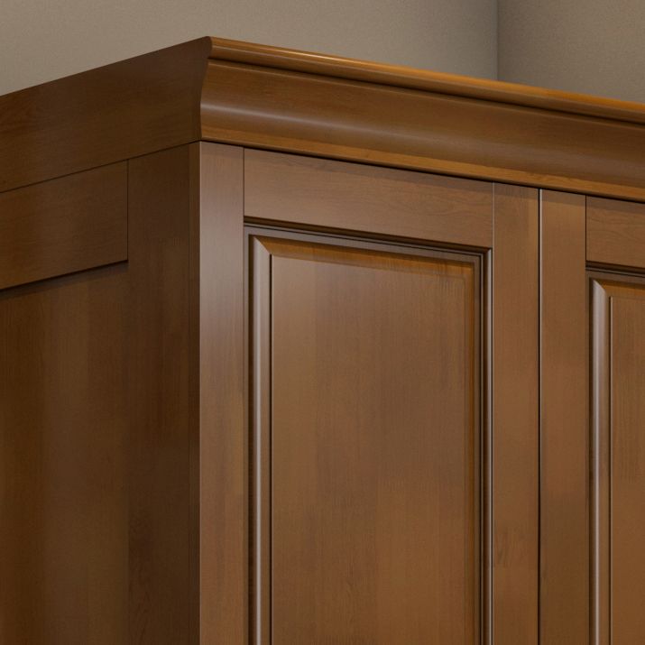 Traditional Rubberwood Wardrobe with Drawers Matte Finish Cabinet for Home