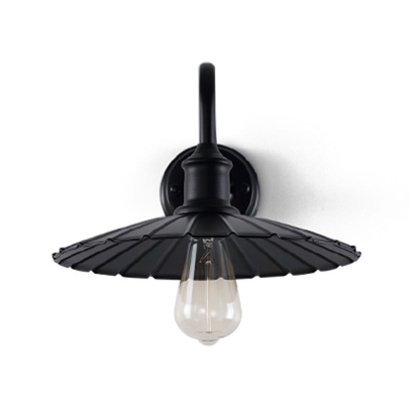 Illuminazione con funce murale in metallo in stile industriale Apparecchio di illuminazione da parete esterna in nero