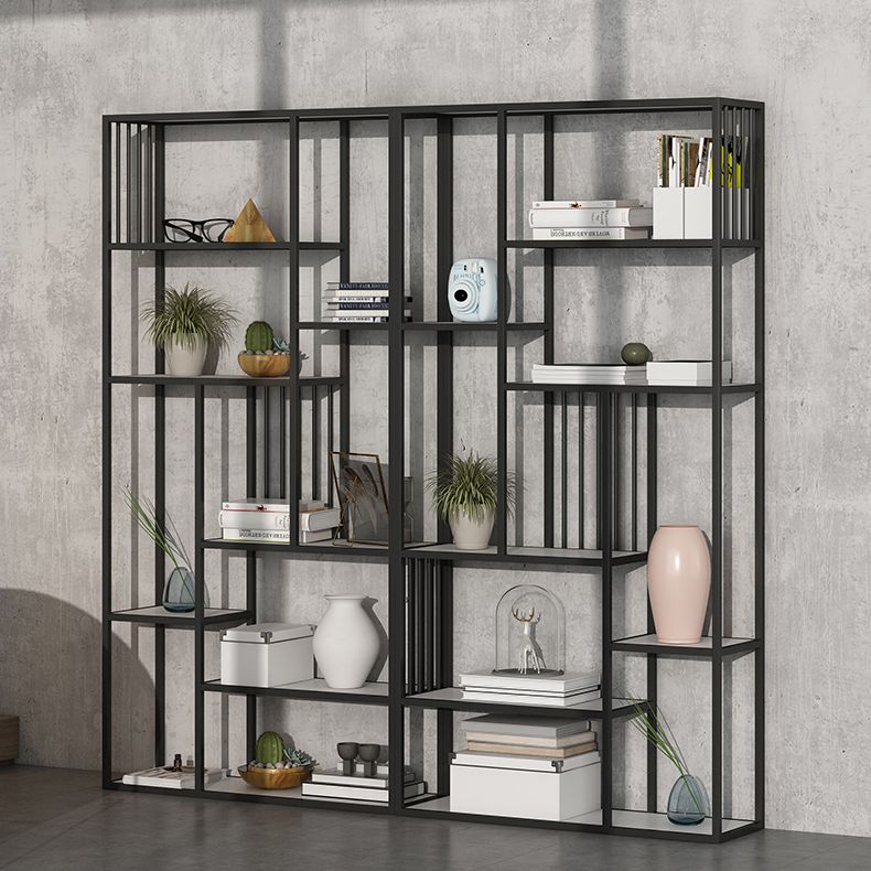Modern Metal Bookcase with Rectangular Shelves Etagere Bookshelf , 9.8" W X 78.7" H