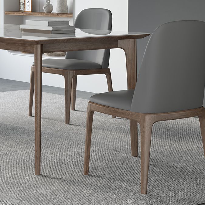 Modern Sintered Stone Top Dining Set Rectangle 1/2/3/4/5/7 Pieces Wooden Table Set