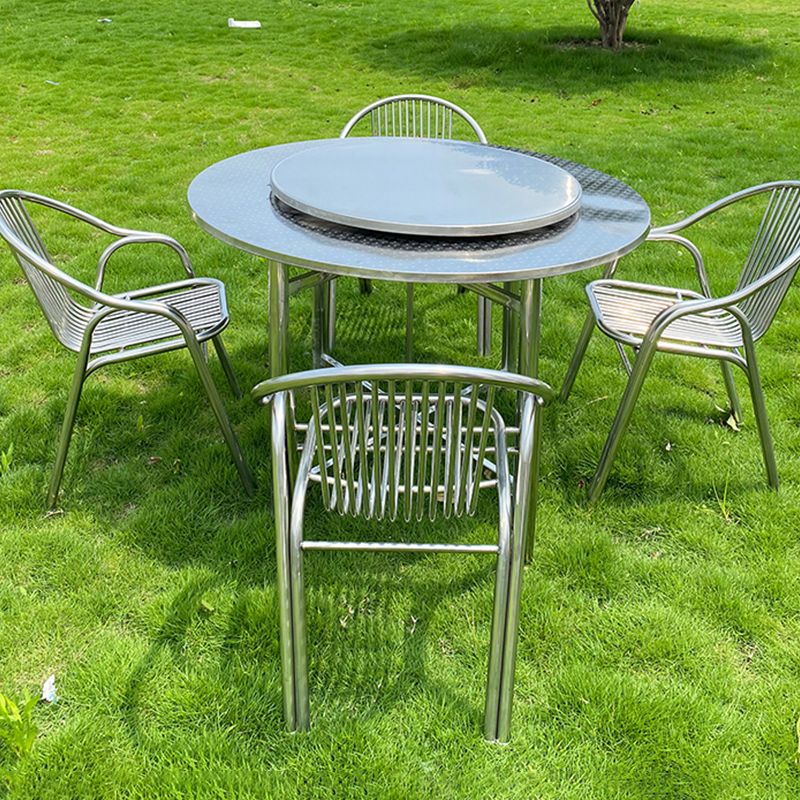 Industrial Armchair Open Back Metal Steel Patio Dining Chair with Arm