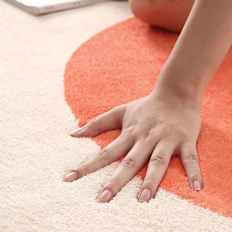 Modern Color Block Area Rug Beige Polyester Area Carpet Non-Slip Backing Rug for Home Decor